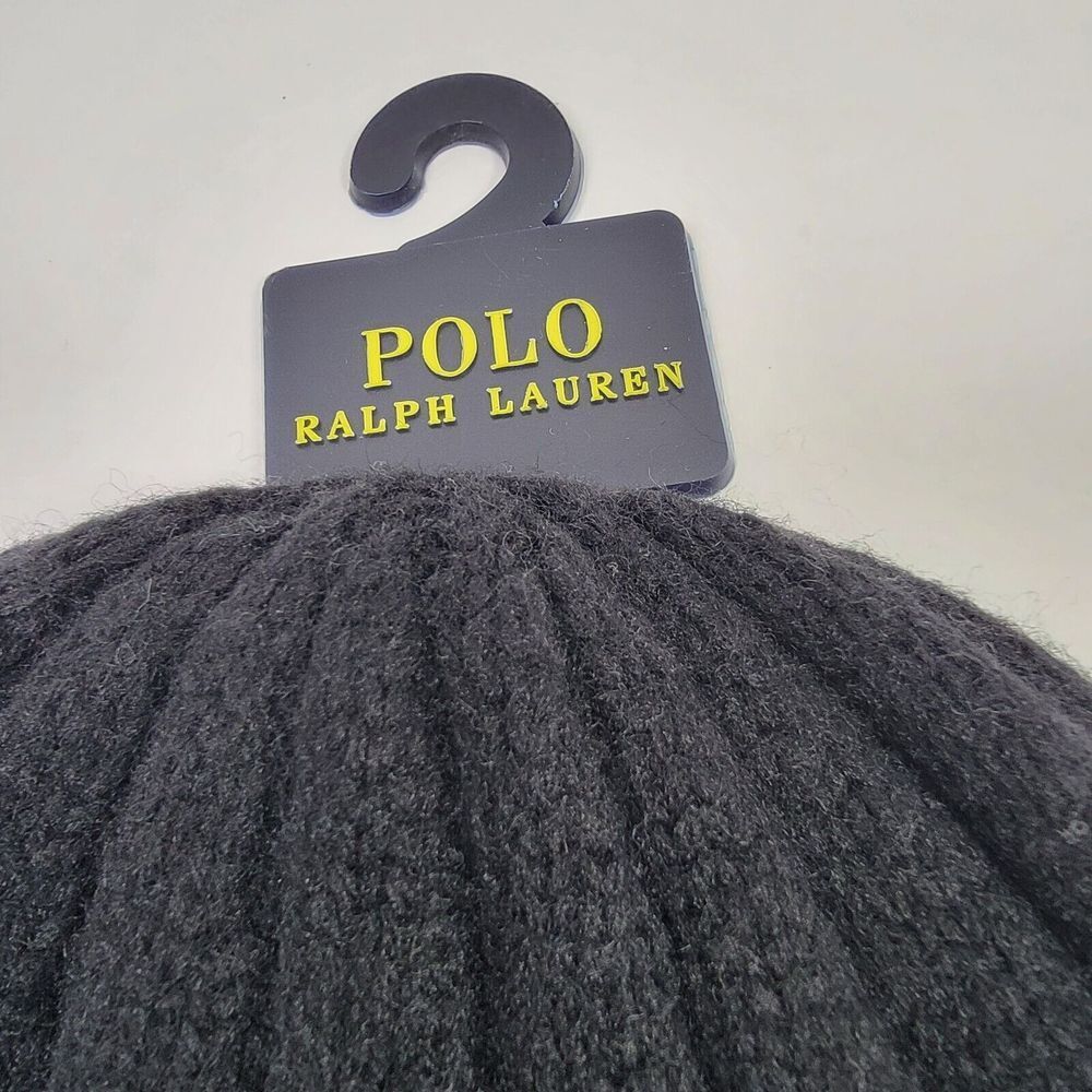 Polo Ralph Lauren Signature Merino Cuffed Beanie Hat Black Red (Pp0054-100) NWT - Picture 3 of 9